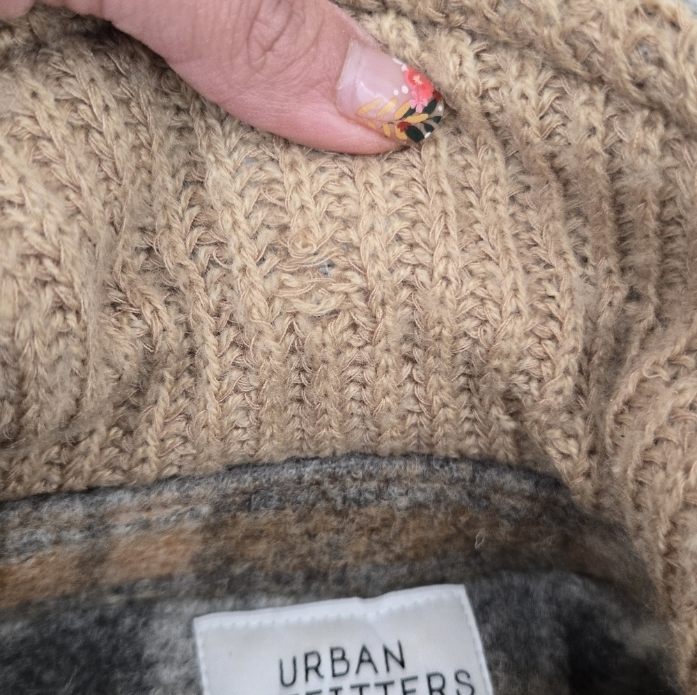 Urban Outfitters Checkered Teddy Jacket in Cream and Brown-Size M - Picture 11 of 11